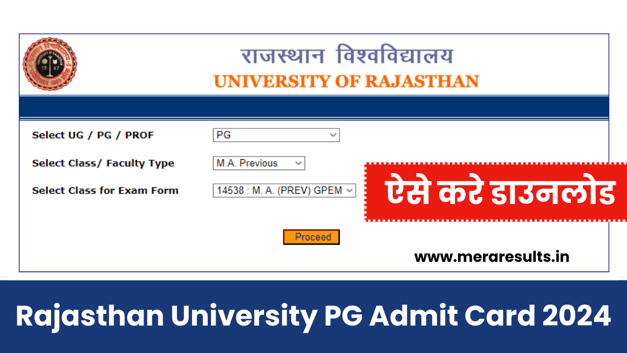 Rajasthan University PG Admit Card 2024