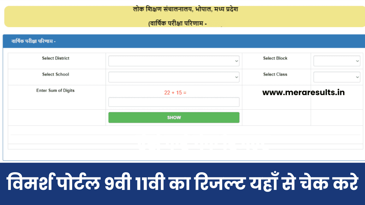 Vimarsh Portal 9th 11th Class Result 2024