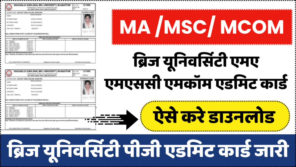 Brij University MA Msc Mcom Admit Card 2024