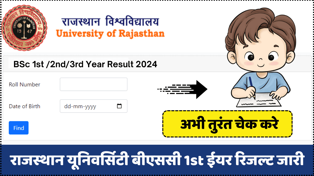 Rajasthan University BSc 1st Year Result 2024