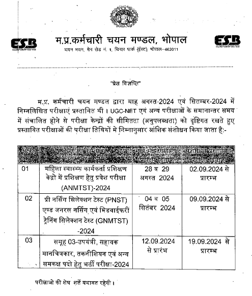 MP GNM Admit Card 2024