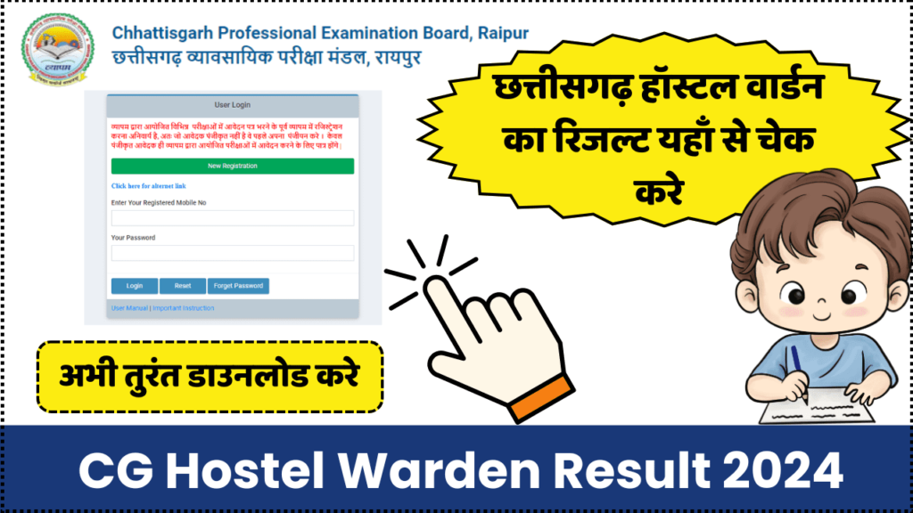 CG Hostel Warden Result 2024