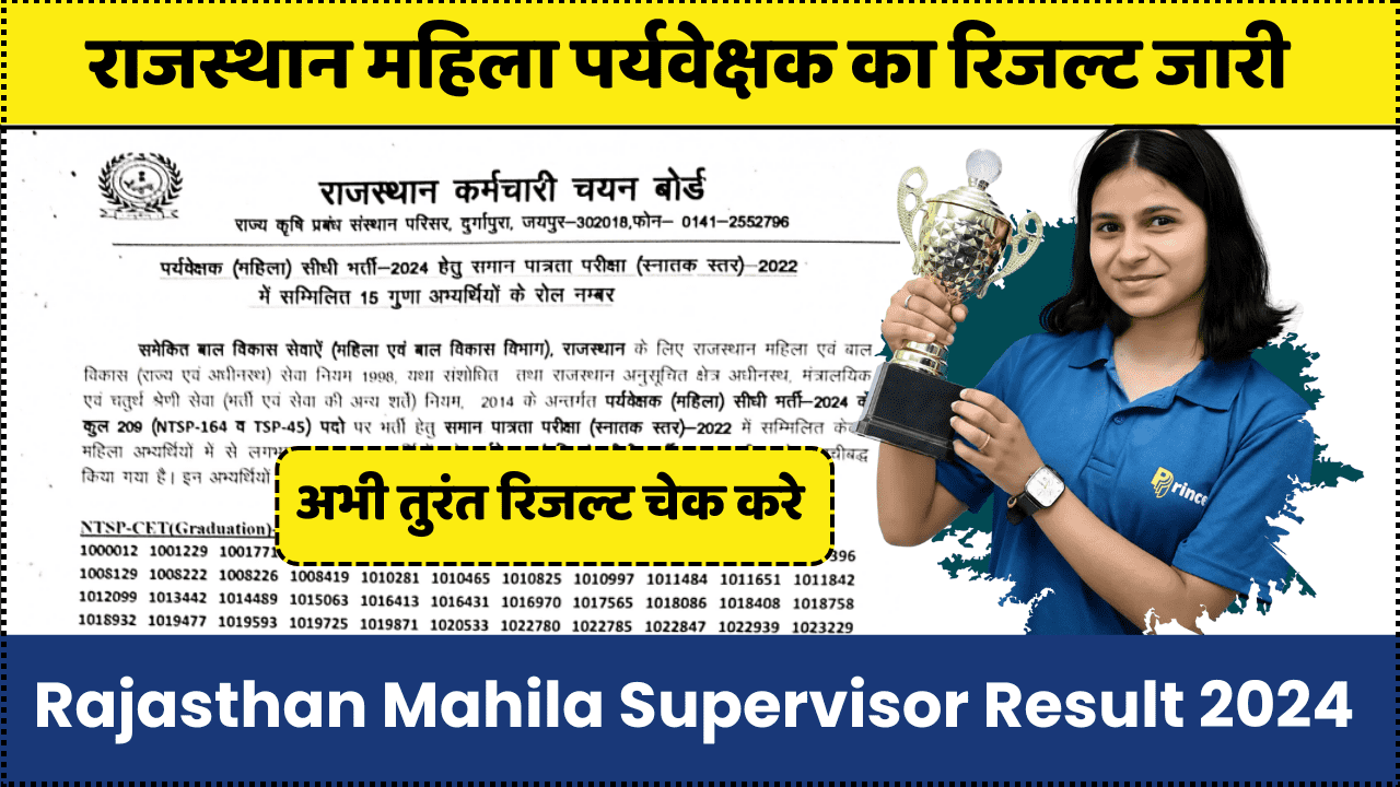 Rajasthan Mahila Supervisor Result 2024