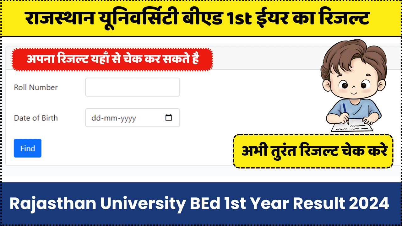 Rajasthan University BEd 1st Year Result 2024