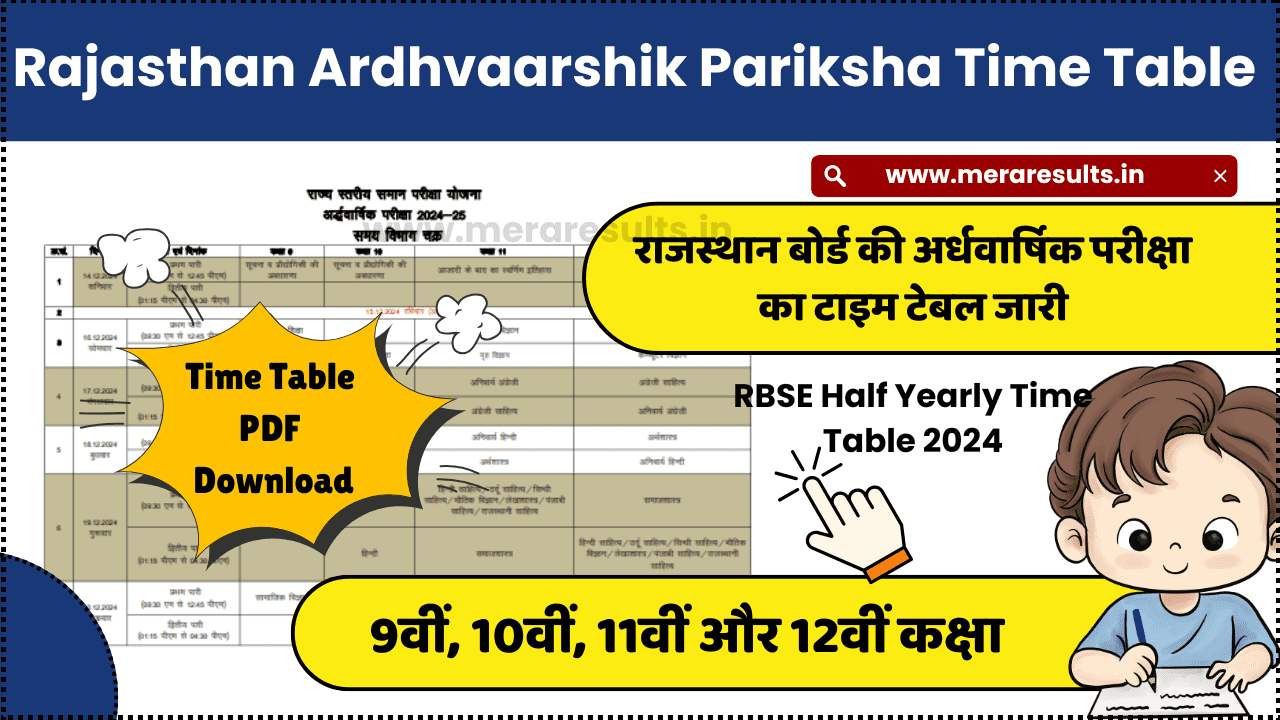 Rajasthan Ardhvaarshik Pariksha Time Table 2024